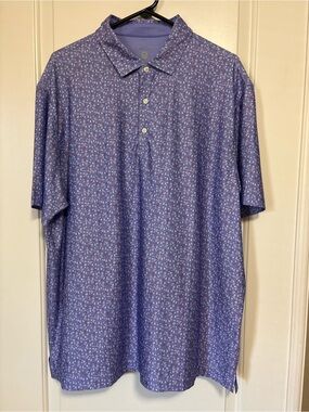⛳️Men's Hickey Freeman Purple Short-Sleeve Performance Polo Shirt w/Mini Cactus